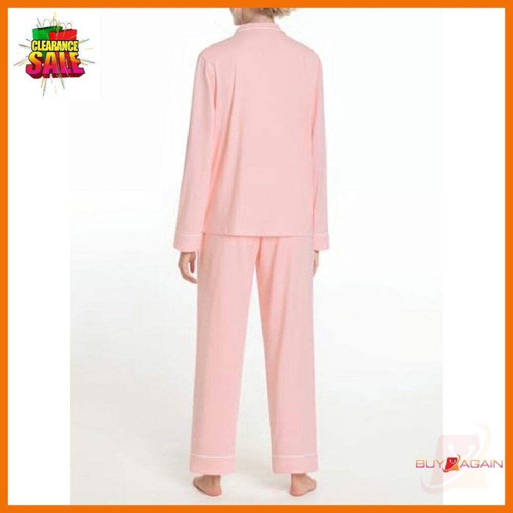 Petite Cotton Pajama Set Soft Piping Trim Sleepwear - Picture 3 of 7